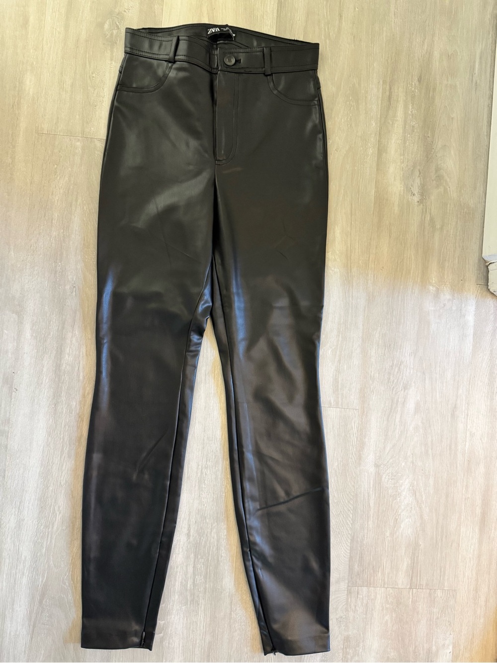 Zara Black Faux Leather Skinny Jeans